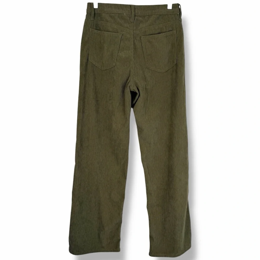 Indigo Rising Olive Green Corduroy Ribbed Wide Leg High Rise Flare Pants size 29 - Picture 3 of 5
